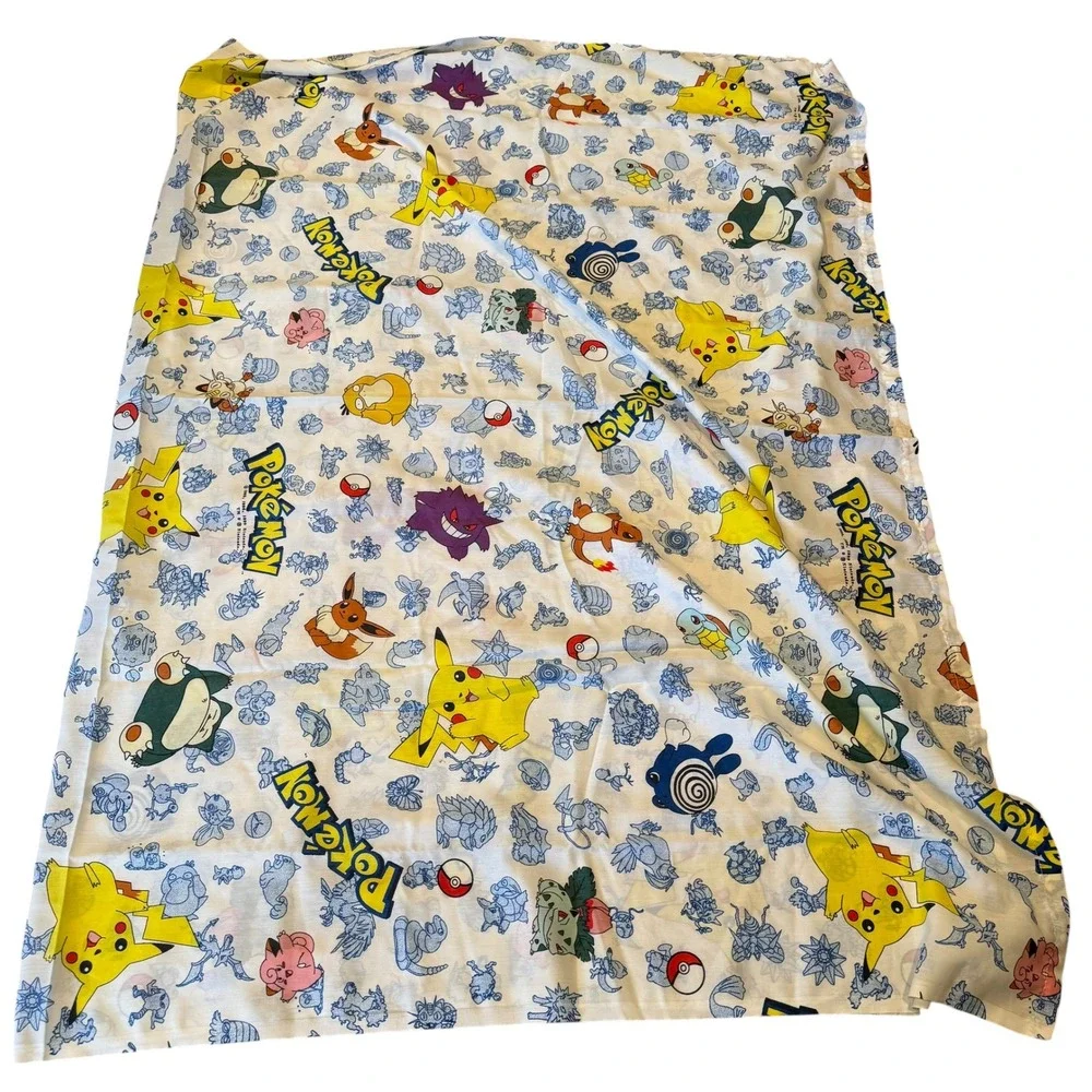 Pokemon Bedding Sheet Set Kids Twin White Pikachu Vintage 1998 Nintendo 2pc Flaw
